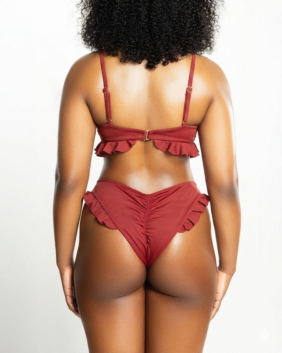 Ruffle Me Up Bikini Bottoms - Spice