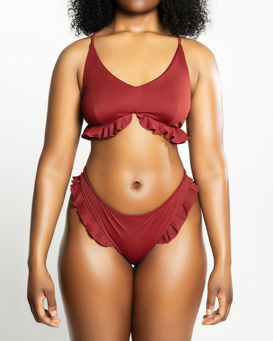 Ruffle Me Up Bikini Bottoms - Spice